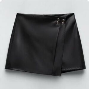 ZARA leather skort with gold embellishments